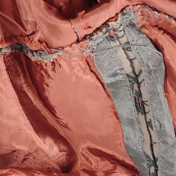 Vintage Brown and Black Floral Eyelet Dress Short Sleeve Lined with Satin Belt - Picture 14 of 15